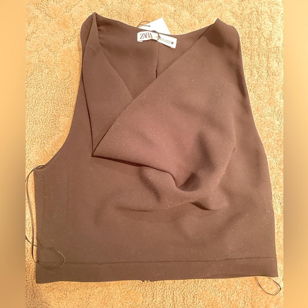 Zara black cropped shirt